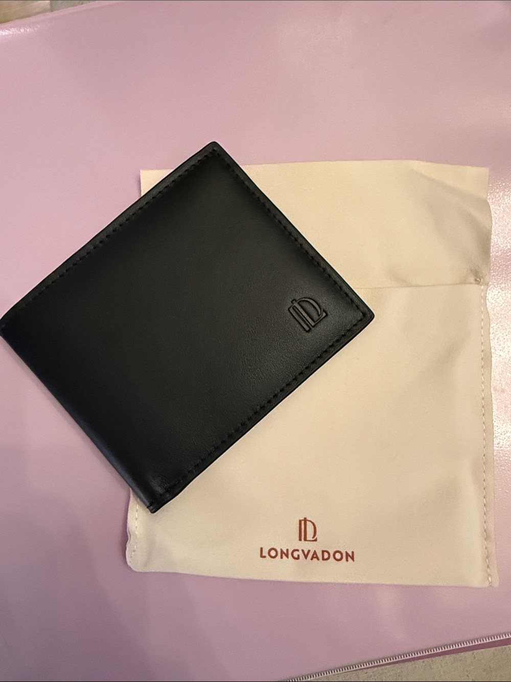 Black Leather Bi-Fold Card & Key Holder Wallet